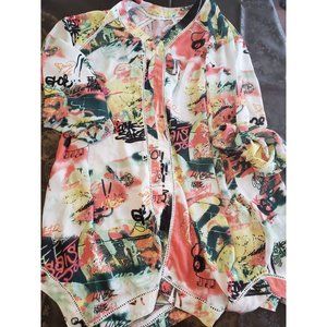 Womans Melissa McCarthy Graphic Print Plus Size Blouse Size XXL